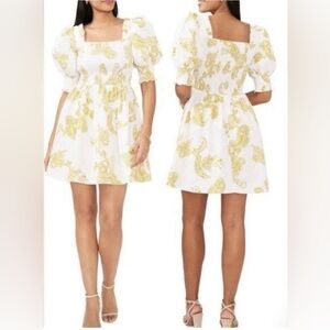 1. State White and Lime Patterned Mini Dress